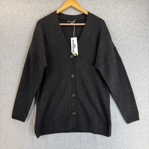 Smartwool Cozy Lodge Cardigan Charcoal Gray Wool Blend Sweater Womens Medium NWT